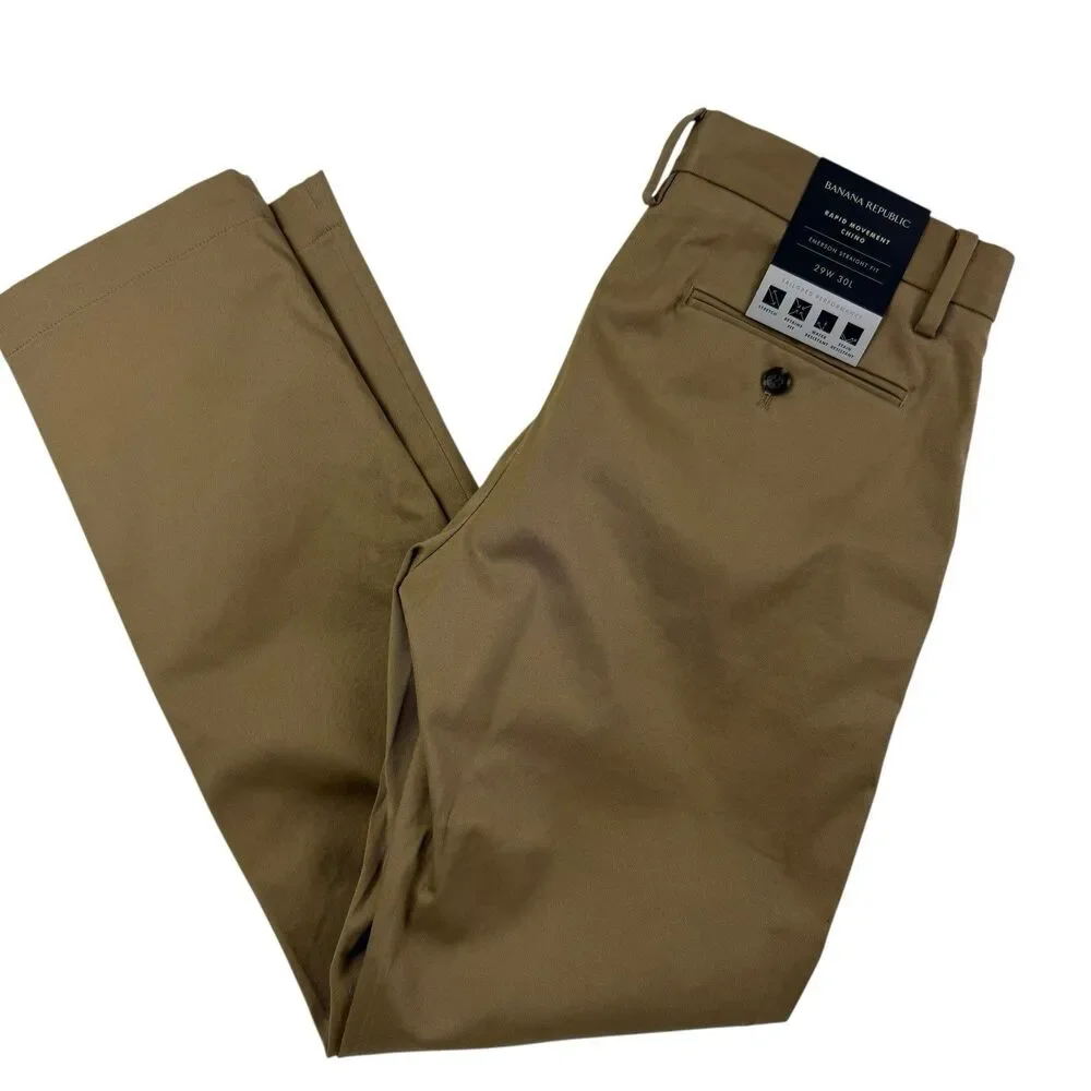 NEW Banana Republic Rapid Movement Chino Emerson Straight Pant Men 29 Khaki